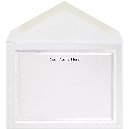 The Occasions Group Stationery Note Cards, 4 1/2" x 6 1/4"W, Flat, Embossed Dot Border, White Matte, Box Of 25