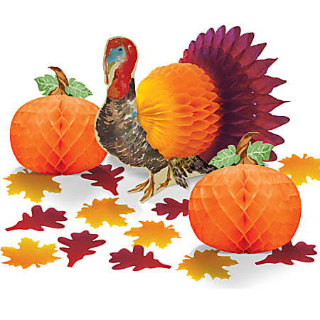 Amscan Paper Traditional Thanksgiving Table Decorating Kits, Set Of 4 Kits