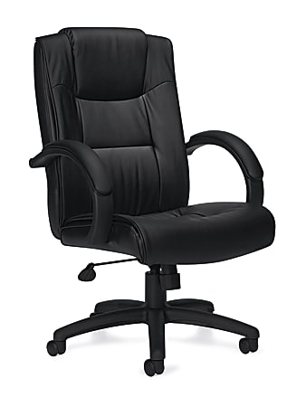 Offices To Go™ Luxehide Bonded Leather Executive Chair, Black
