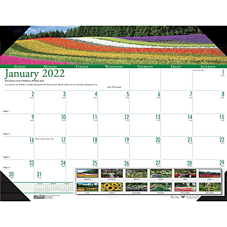 House of Doolittle EarthScapes Gardens Desk Pad - Julian Dates - Monthly - 1 Year - January 2022 till December 2022 - 1 Month Single Page Layout - 22" x 17" Sheet Size - 3.06" x 2.25" Block - Desk Pad - White