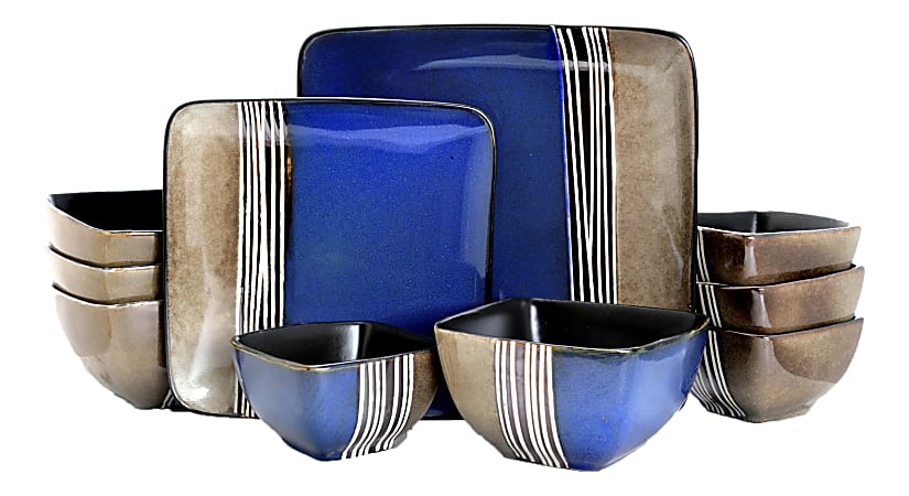 Elama 16-Piece Stoneware Dinnerware Set, Uptown Loft