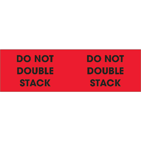 Tape Logic® Preprinted Pallet Protection Labels, DL1194, 3" x 10", "Do Not Double Stack", Fluorescent Red, Roll Of 500