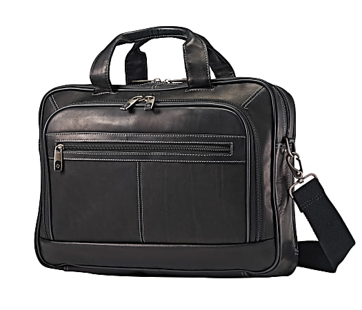 Solid Black Office Leather Laptop Bag, Size: 41 X 9 X 29 cm (l X B X H)