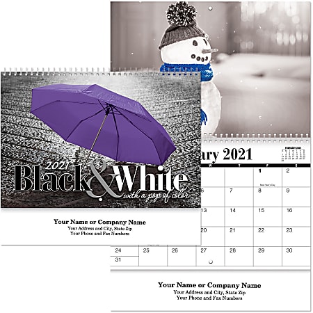 Black & White Spiral Wall Calendar