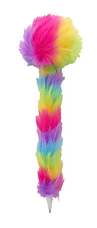Office Depot® Brand Pom Pom Ballpoint Pen, Medium Point, 0.7 mm, Rainbow Barrel, Black Ink