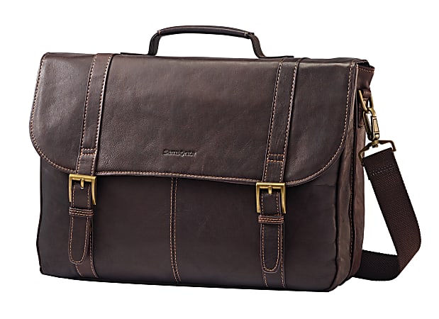 Samsonite® Leather Portfolio, 12" x 16.5" x 5", Brown