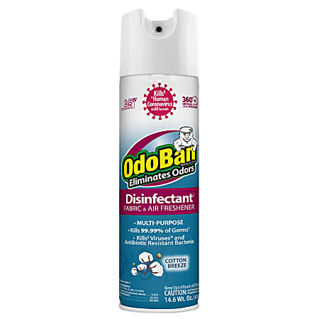 OdoBan Odor Eliminator Disinfectant 360&deg; Spray, Cotton Breeze Scent, 14.6 Oz