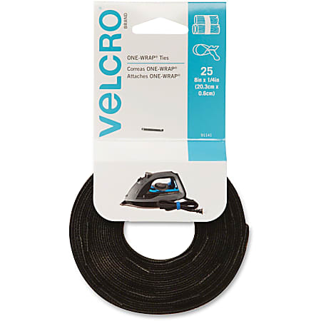 VELCRO® Brand VELCRO Brand Reusable Self-Gripping Cable Ties - Tie - Black - 25 Pack