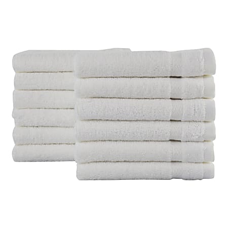1888 Mills Crown Touch Cotton Washcloths, 13" x 13", White, Pack Of 300 Washcloths