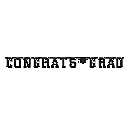 Amscan Congrats Grad Giant Letter Banner, 12-1/2" x 10', Black