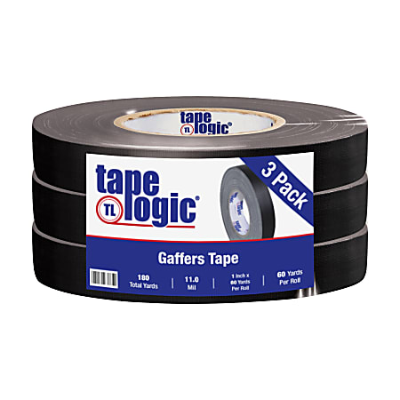 Tape Logic Gaffers Tape, 1" x 60 Yd., 11 Mil, Black, Case Of 3 Rolls