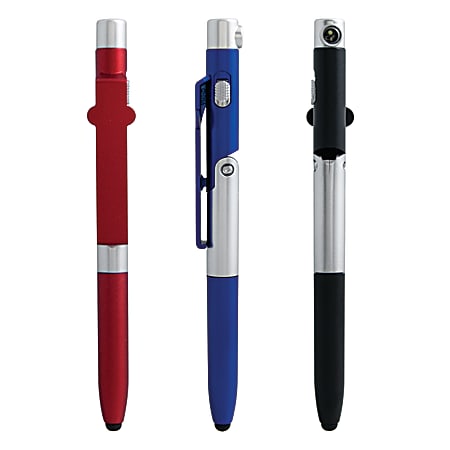 Monteverde® S-152 Multi-Function 5-in-1 Phone Stand Pen, Medium Point, 0.7 mm, Assorted Barrel Colors, Black Ink