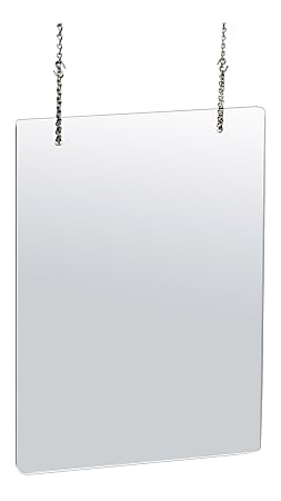 Azar Displays Hanging Adjustable Cashier Shields/Sneeze Guards, 23-1/2" x 31-1/2", Clear, Pack Of 2 Shields