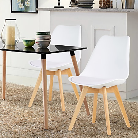 Glamour Home Balint Plastic Dining Accent Chairs, White, Set Of 4 Chairs