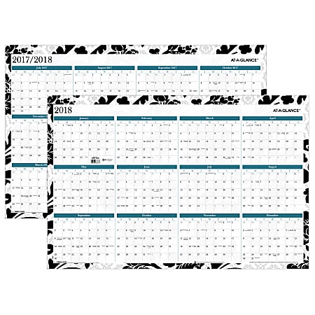 AT-A-GLANCE® Academic/Regular Erasable Wall Calendar, 24" x 36", Madrid, July 2017 to June 2018/January 2018 to December 2018. (PM93-550S-18)