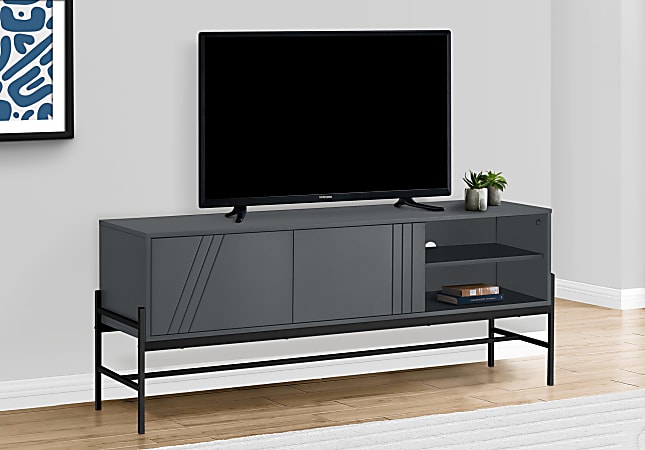 Monarch Specialties Sonny TV Stand For 58" TVs, 23-3/4”H x 59”W x 15-1/2”D, Gray