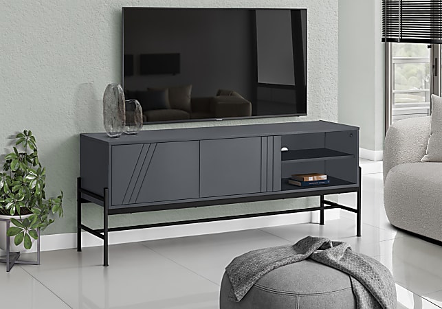 Monarch Specialties Sonny TV Stand For 58" TVs, 23-3/4”H x 59”W x 15-1/2”D, Gray