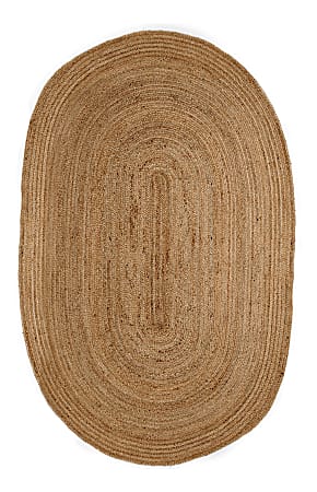 Anji Mountain Kerala Natural Jute Rug, Oval, 6' x 9', Tan