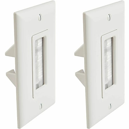 Sanus In-Wall Cable Management Kit - 2 Brush Wall Plates - White - Wall Plate - White