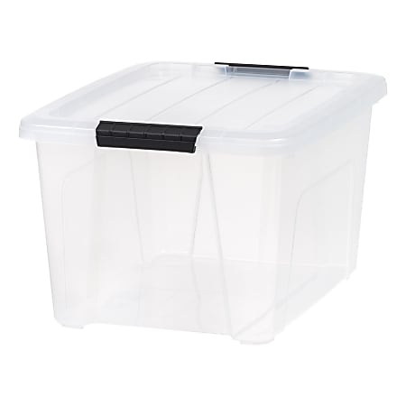 Iris Stack And Pull Totes, 32 Qt, Clear, Set Of 6 Totes