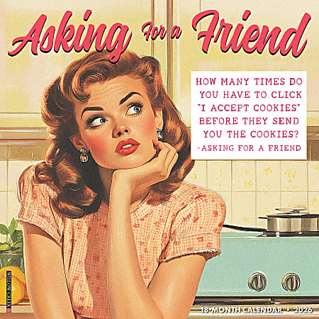 2026 Willow Creek Press Humor & Comics Monthly Wall Calendar, 12" x 12", Asking for a Friend, January To December, 49938