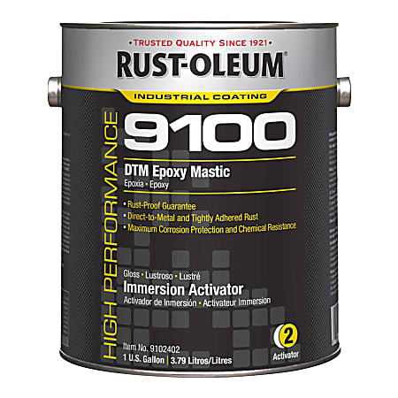 Rust-Oleum High Performance 9100 System DTM Epoxy Mastic Paint Cans, 1 Gallon, Standard Gloss Activator, Pack Of 2 Paint Cans
