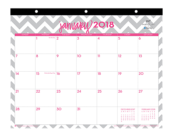 Dabney Lee For Blue Sky™ Monthly Tablet Calendar, 11" x 8 3/4", 50% Recycled, Gray Ollie, January To December 2018 (102142)