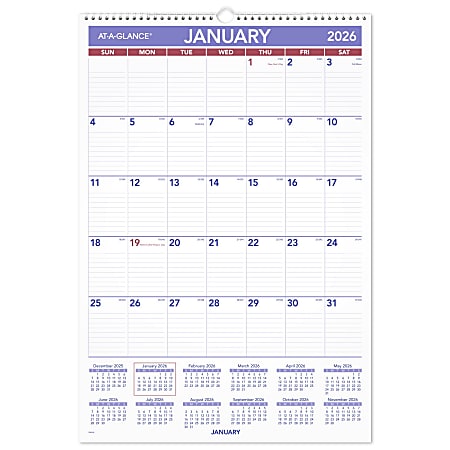 AT-A-GLANCE® 2026 Monthly Wall Calendar, Large, 15 1/2" x 22 3/4"
