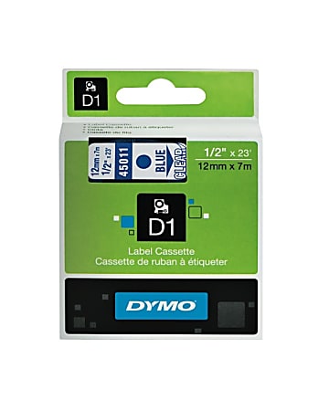 DYMO® D1 Electronic Label Maker Tape, 0.5" x 23', Blue Print/Clear Label