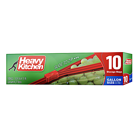 Heavy Kitchen Storage Bags, Slider, Gallon, Clear, Total Qty 10