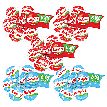 Babybel Mini Variety Cheese Wheels, 1 Oz, 6 Wheels Per Pack, Case Of 5 Packs