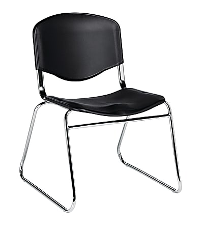 Offices To Go™ Stackable Chair, 31"H x 22 1/2"W x 22"D, Black/Chrome, Pack Of 2