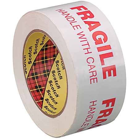3M™ 3772 Printed Message Tape, 3" Core, 2" x 110 Yd., White/Red, Case Of 36