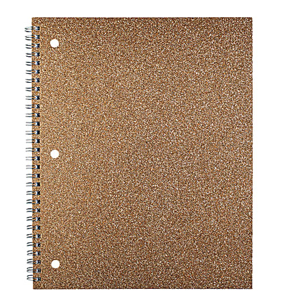 Divoga® Spiral Notebook, Glitter Collection, 8 1/2" x 10 1/2", 1 Subject, Wide Ruled, 160 Pages (80 Sheets), Rose Gold