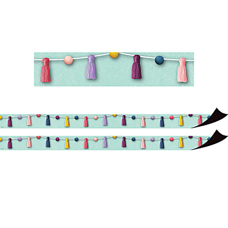 Teacher Created Resources Magnetic Border, Oh Happy Day Pom-Poms And Tassels, 24' Per Pack, Set Of 2 Packs