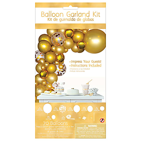 Amscan Balloon Garland Kit, 24", Gold, Pack Of 70 Balloons