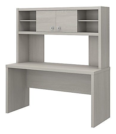 kathy ireland® Office by Bush Business Furniture Echo 60"W Credenza Desk With Hutch, Gray Sand, Premium Installation
