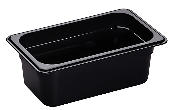 Cambro Camwear GN 1/4 Size 4" Food Pans, 4”H x 6-3/8”W x 10-1/2”D, Black, Set Of 6 Pans