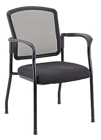 WorkPro® Spectrum Series Mesh/Fabric Stacking Guest Chair, With Arms, Black, Set Of 2 Chairs, BIFMA Compliant