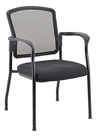WorkPro&reg; Spectrum Series Mesh/Fabric Stacking Guest Chair, With Arms, Black, Set Of 2 Chairs, BIFMA Compliant