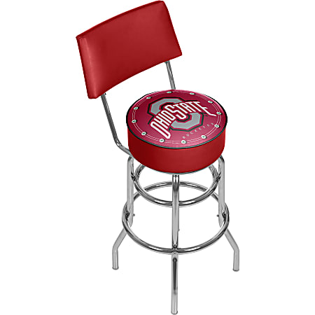 Trademark Global Ohio State University Padded Bar Stool With Back, Chrome