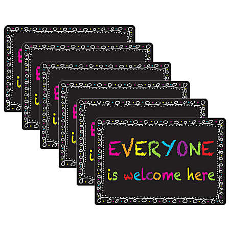Ashley Smart Poly Computer Mouse Pad, 8" x 10", Everyone Is Welcome Here Chalk Loop, Pack Of 6 Mouse Pads