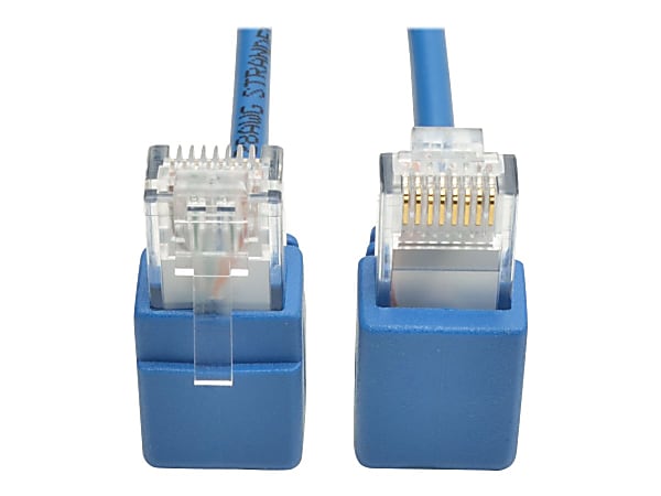 Tripp Lite Right-Angle Cat6 Gigabit Snagless Molded Slim UTP Ethernet Cable (RJ45 M/M) Blue 1 ft. (0.31 m)