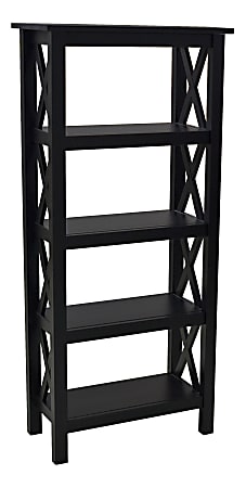 Linon Dallin 55"H 4-Shelf Home Office Bookcase, Black