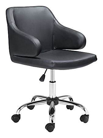 Zuo Modern Design Faux Leather Mid-Back Office Chair, Black