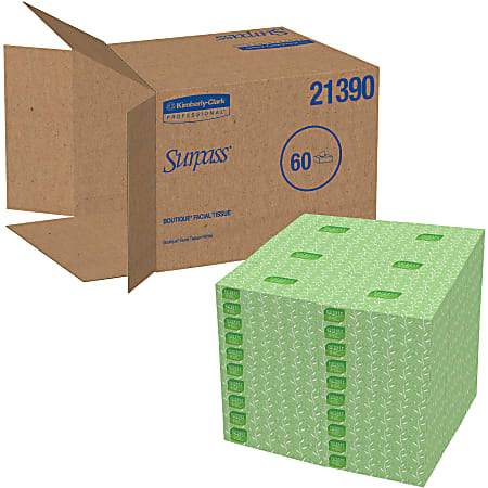 Surpass® 2-Ply Facial Tissues, 45% Recycled, FSC Certified, White, 125 Per Box, Pack Of 60
