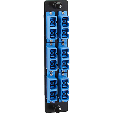 Black Box High-Density Adapter Panel, Ceramic Sleeves, (6) SC Duplex Pairs, Blue - 6 x SC Duplex - 6 Port(s) - 6 x RJ-11 - 6 x Duplex