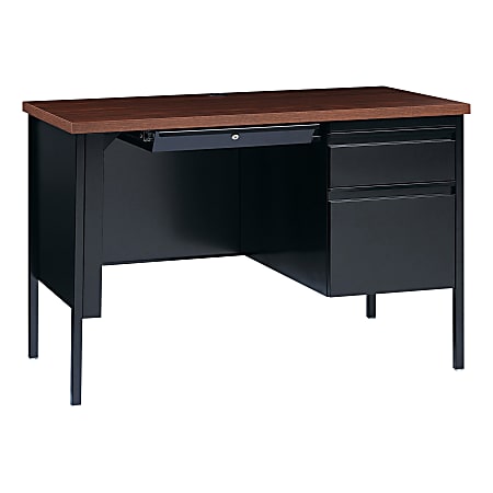 Lorell Fortress 46 W Right Pedestal Computer Desk Black Walnut