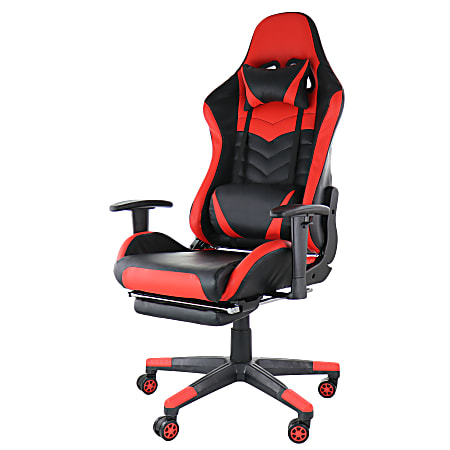 GameFitz Ergonomic Faux Leather Gaming Chair BlackRed - ODP