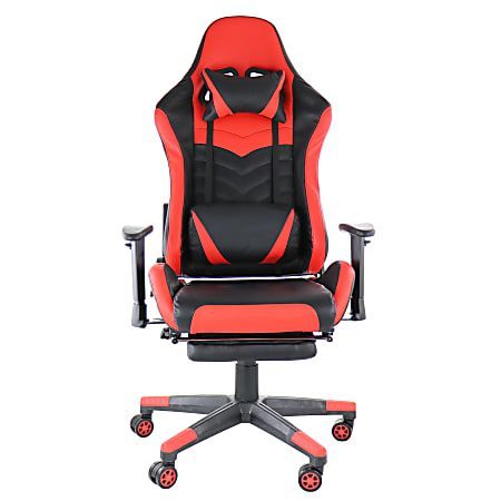 GameFitz Ergonomic Faux Leather Gaming Chair BlackRed - Office Depot